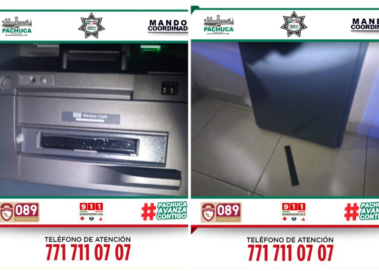 Policías de Pachuca retiran trampa de cajero automático en Avenida Universidad