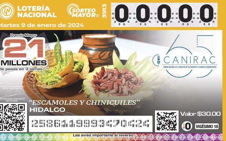 Gastronomía hidalguense luce en billete de Lotería Nacional