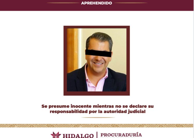 Por peculado, la PGJEH aprehende a expresidente municipal de Pachuca de Soto
