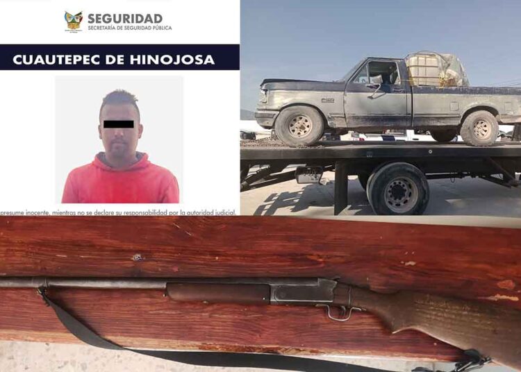 Aseguran a sujeto armado e hidrocarburo