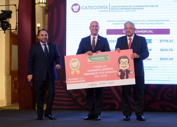 Bodega Aurrera reconocida por Profeco por ofrecer la canasta básica más barata en el primer trimestre de 2024