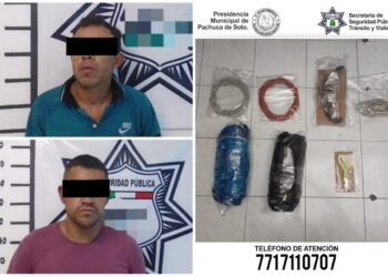 Capturan a dos presuntos ladrones de cable en Pachuca