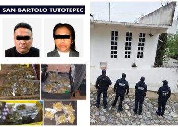 Decomisan droga y detienen a dos personas en San Bartolo Tutotepec