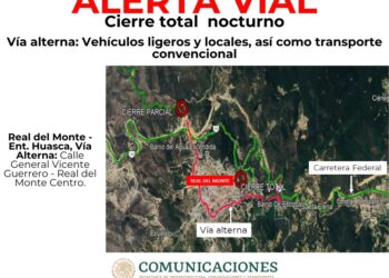 ¡Atención usuarios de la carretera federal Pachuca-Huejutla! Cierre total nocturno
