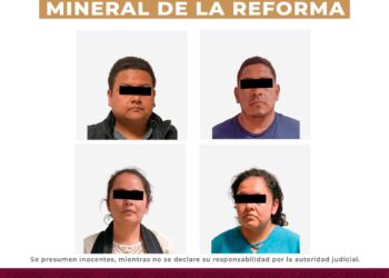 Cuatro detenidos por portación ilegal de arma de fuego en Mineral de la Reforma