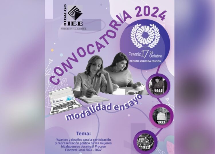 IEEH invita a ciudadanas hidalguenses a participar por el “Premio 17 de Octubre 2024”