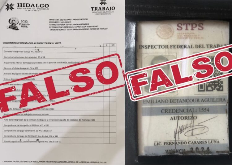 ¡Alerta! Falsos inspectores buscan estafar a empleadores de Hidalgo