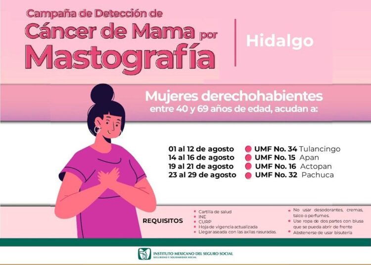 Jornada de mastografías en el IMSS Hidalgo durante el mes de agosto