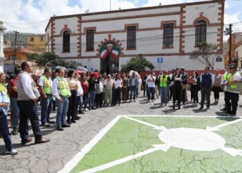Trabajadores del Ayuntamiento de Pachuca participan en el simulacro nacional
