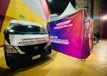Unidad Móvil de la PGJEH atiende víctimas de conductas delictivas en la Feria de Pachuca 2024