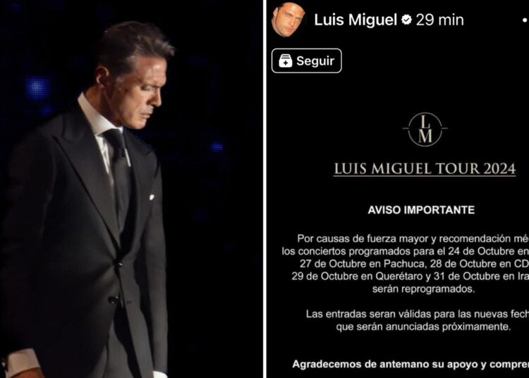 Luis Miguel pospone concierto en Pachuca por razones de fuerza mayor