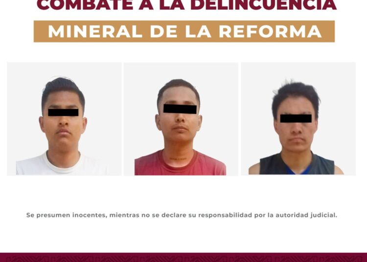 Detienen a tres presuntos ladrones de casa habitación en Mineral de la Reforma