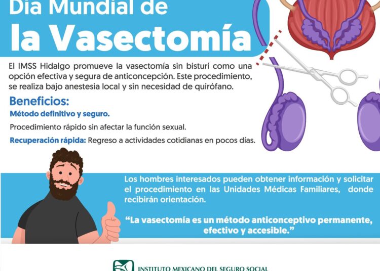 Promueve IMSS Hidalgo vasectomías como método anticonceptivo seguro
