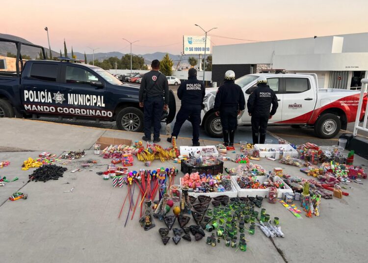 Pachuca refuerza seguridad: Más de 60 kilos de pirotécnica decomisados