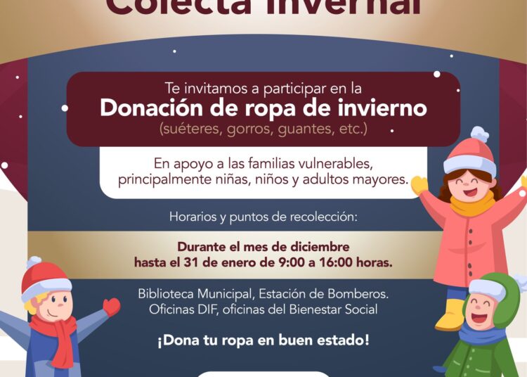 Invitan a participar en la Colecta Invernal para apoyar a familias vulnerables en Tepeji del Río