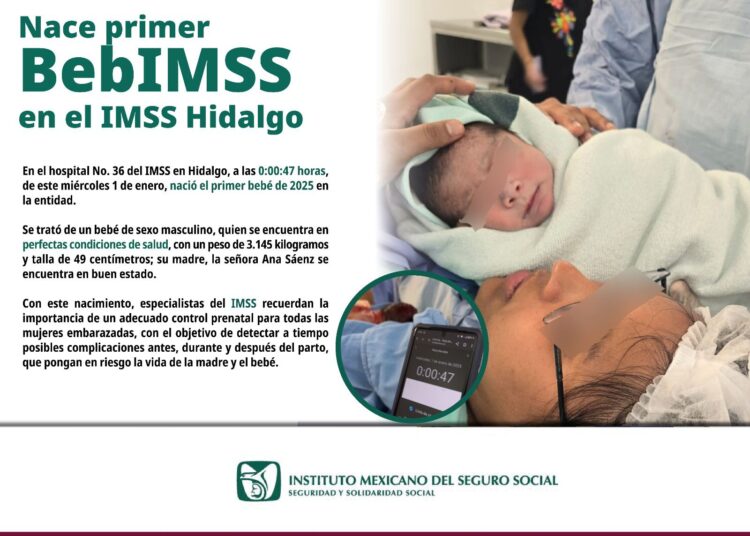 Primer bebé del 2025 en Hidalgo, nació en el IMSS