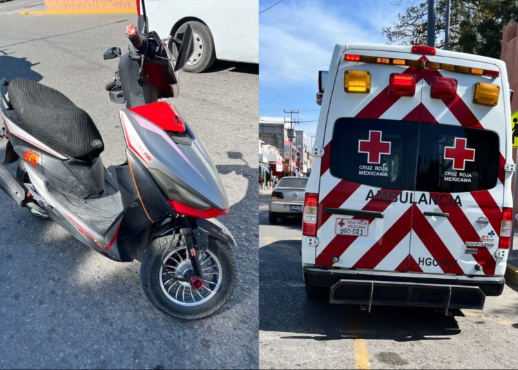 Menor de edad provoca desastre vial, atropella a persona mayor y derriba motocicletas en Ixmiquilpan