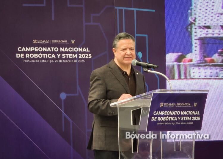 Julio Menchaca inaugura el XVI Campeonato Nacional de Robótica y Habilidades STEM en Hidalgo
