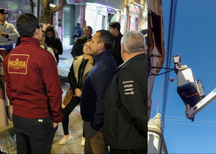 Modernizan el alumbrado en el Centro Histórico de Pachuca