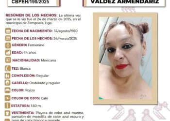 Ficha de búsqueda a nombre de Sofía de Jesús Valdéz Armendáriz