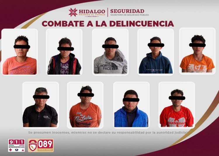 SSPH detiene a 10 sujetos tras robo y desvalijamiento de un tractocamión