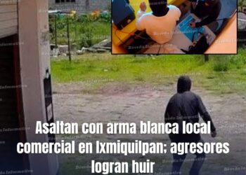 Asaltan con arma blanca local comercial en Ixmiquilpan; agresores logran huir
