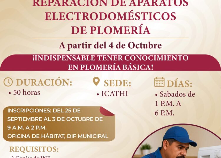 DIF Huejutla lanza convocatoria para curso de reparación y plomería