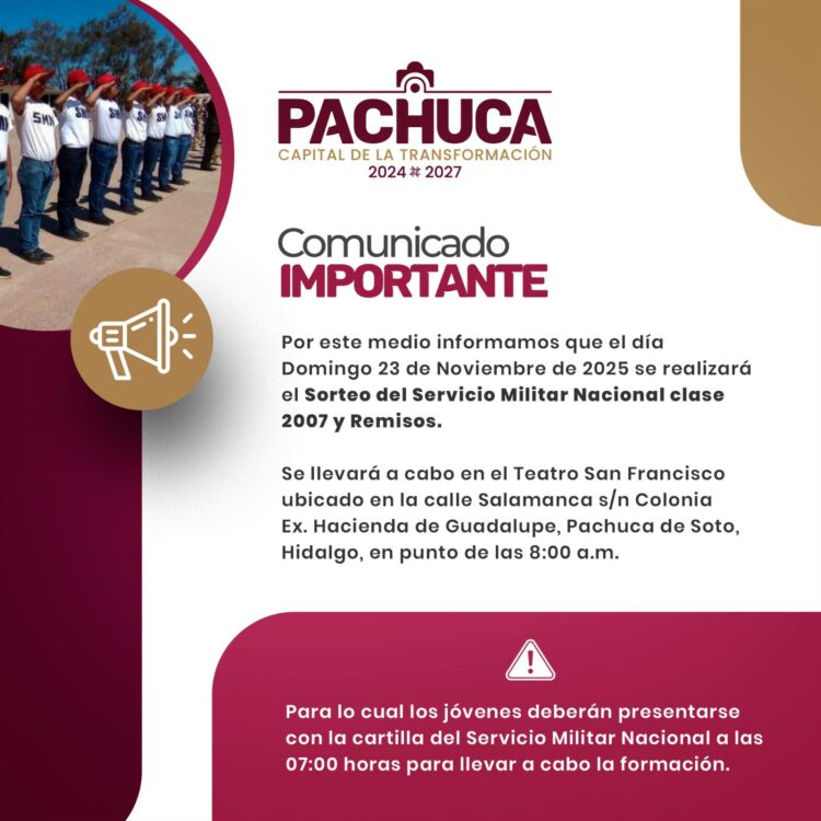 Jóvenes de Pachuca: Todo listo para el Sorteo del Servicio Militar Nacional 2025