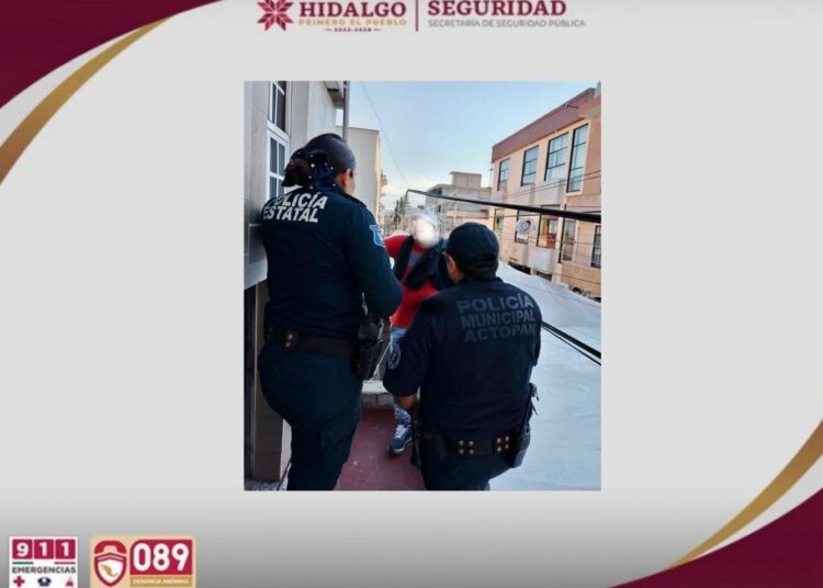 SSPH evita suicidio en hotel de Actopan y asegura a sujeto por alteración del orden