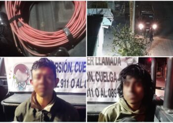 Captan robo de cableado en Pachuca; C4 permite detención de dos implicados