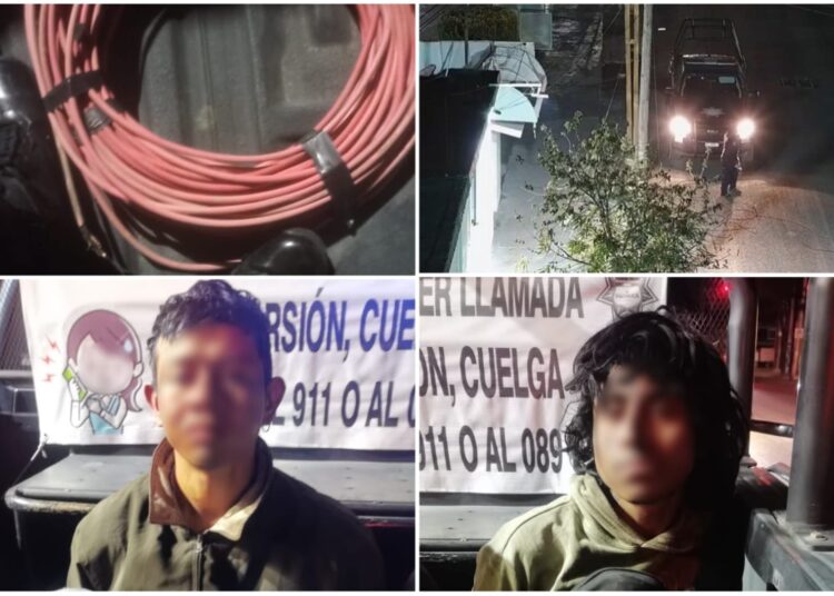 Captan robo de cableado en Pachuca; C4 permite detención de dos implicados