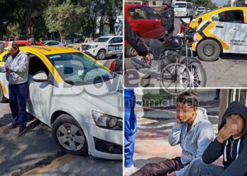 Taxista provoca choque con motocicleta en pleno centro de Ixmiquilpan