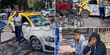 Taxista provoca choque con motocicleta en pleno centro de Ixmiquilpan