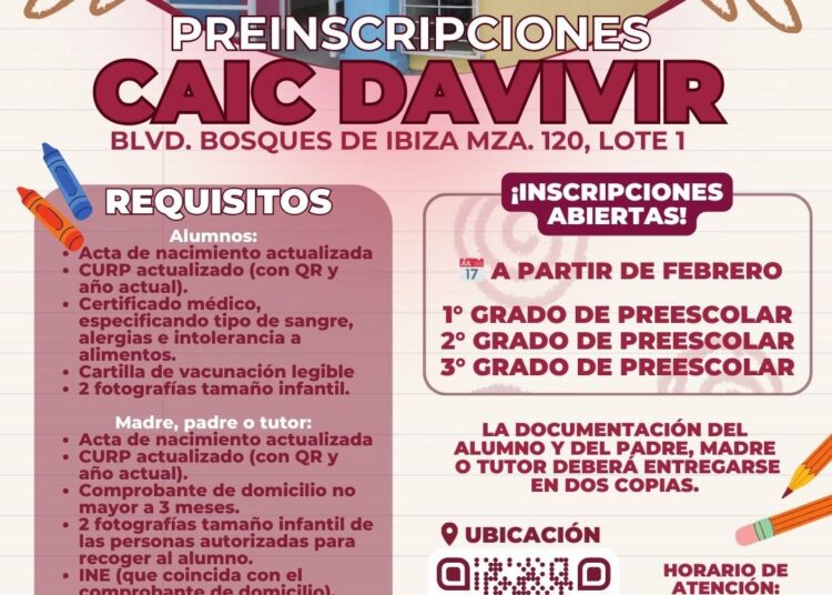 CAIC Davivir abre periodo de preinscripciones para fortalecer la educación inicial en Tizayuca