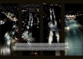 Modernizan alumbrado público en el bulevar Nuevo Hidalgo para fortalecer la seguridad vial