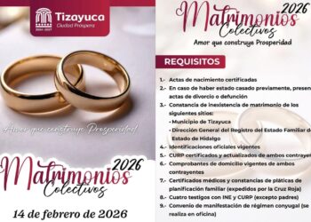 Tizayuca convoca a Matrimonios Colectivos 2026 bajo el lema “Amor que construye prosperidad”