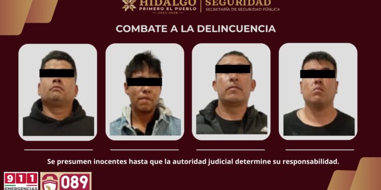 Capturan a cuatro sujetos por agresión a mano armada en Tizayuca